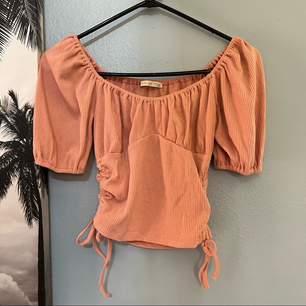 Cute Peach Top with Tie Sides